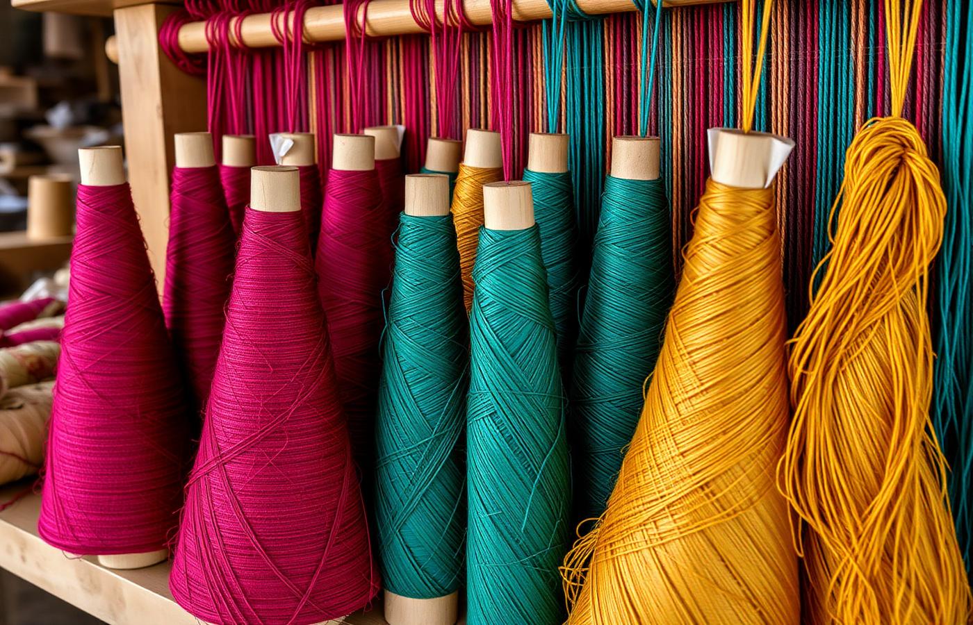 Coloured handloom yarn cones
